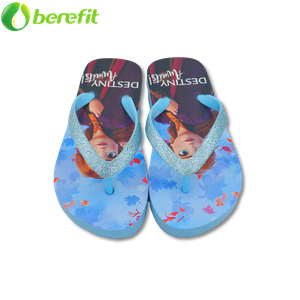 Frozen Blue Shining Strap Printed Children Flip Flops 