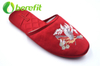 Slippers Women with Chinese Tranditional Embroidery Decoration And Classic Red Satin