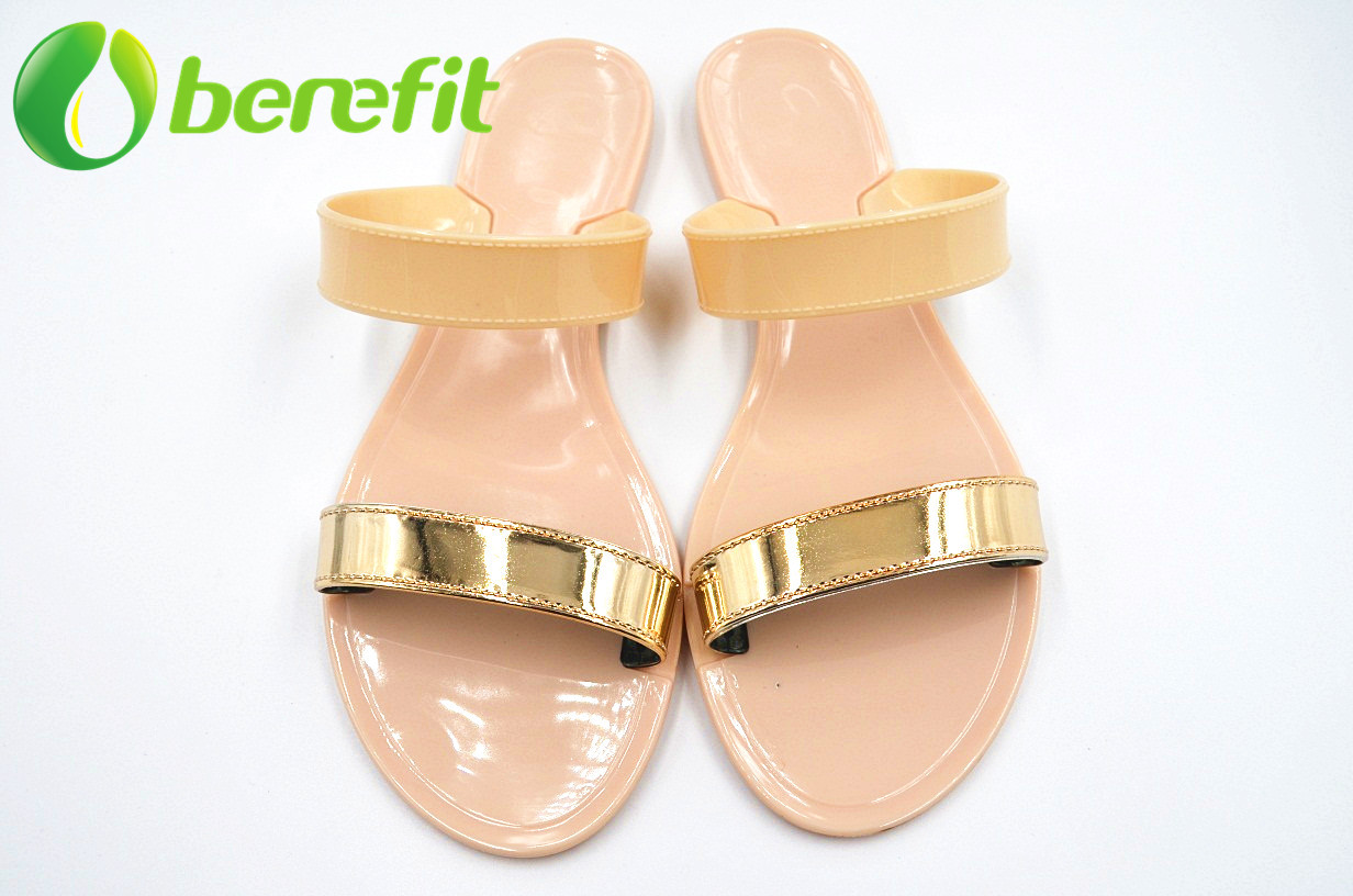 Jelly Shoes Women with Black And Gold Slipper Style